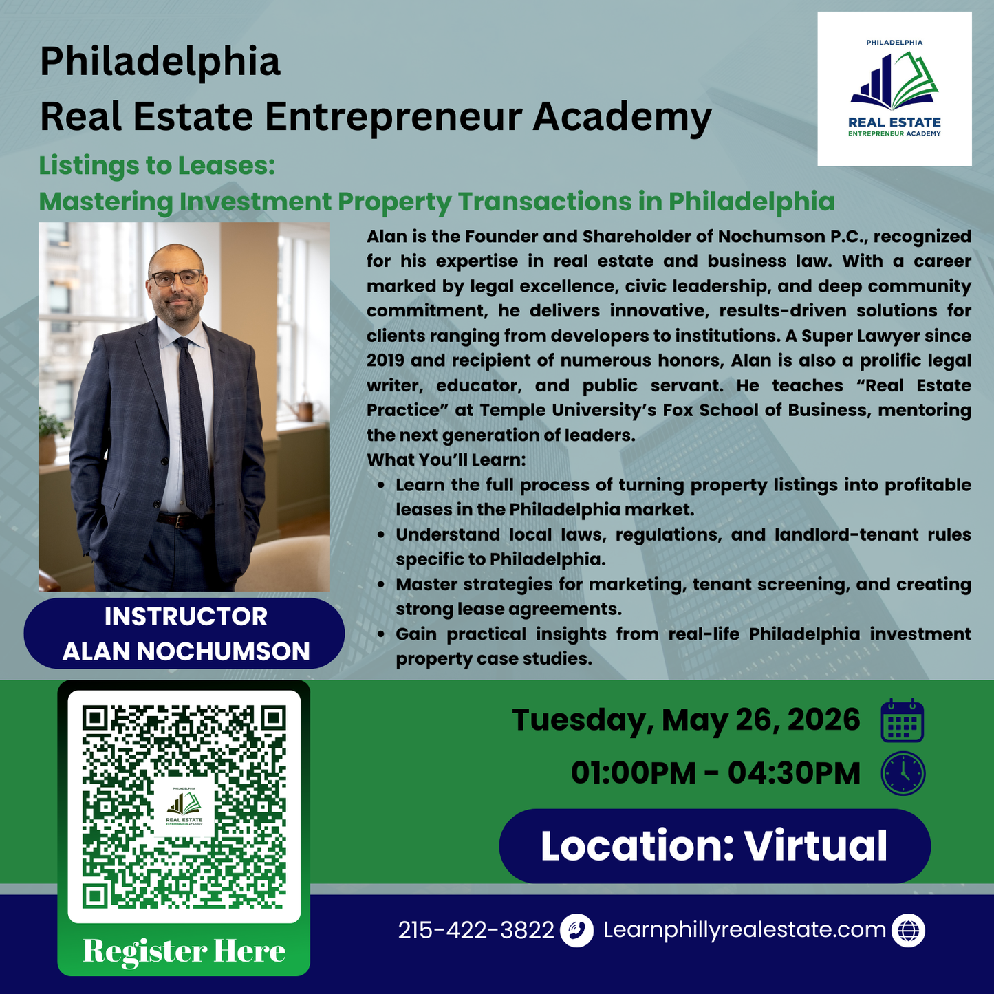 Listings to Leases: Mastering Investment Property Transactions in Philadelphia 3.5 Hrs